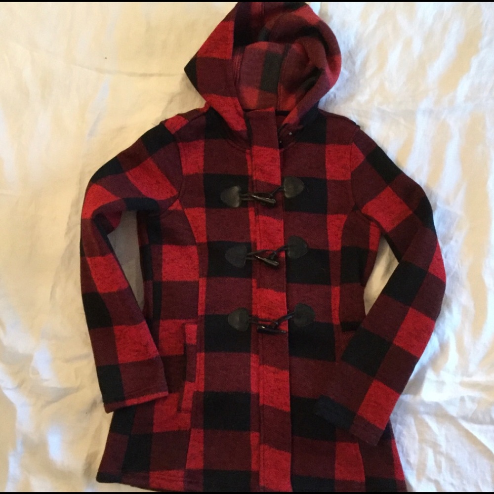 Madden Girl Red Black Buffalo Plaid Jacket Sz S/P